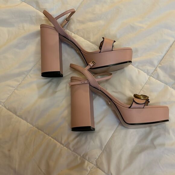 Gucci Marmont Pink Leather Gg Ankle Strap Block Heel, EU37/US 7, NWT Authentic - Picture 8 of 14